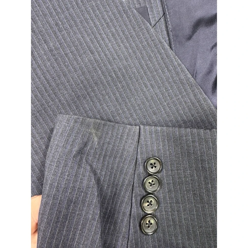 Brooks Brothers 1818 Fitzgerald Blazer 42L Reda Wool Grey Blue Stripe Sport Coat